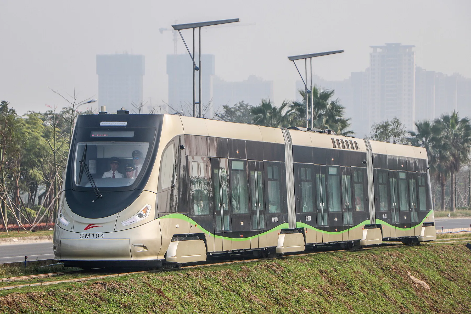 Gaoming tram vehicle photographed in Foshan in 2020