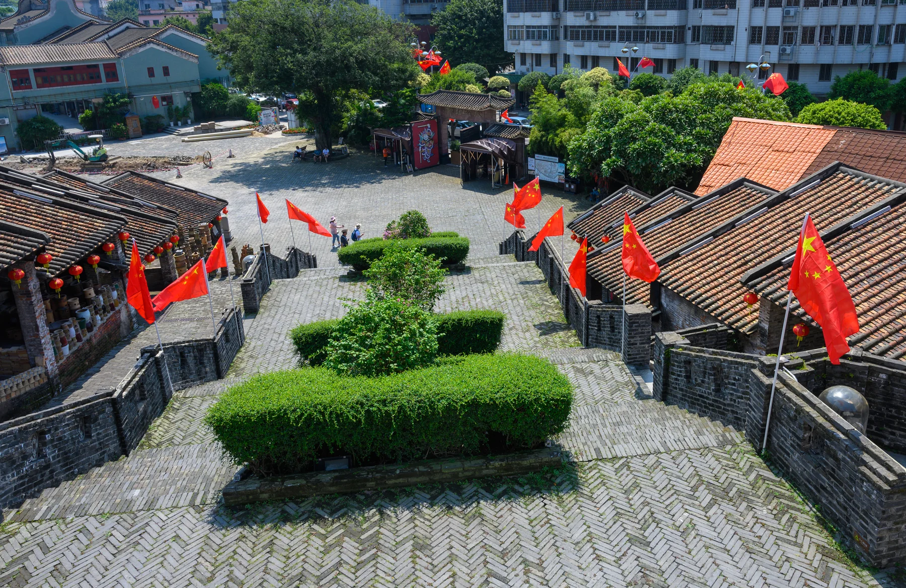 Historic kiln buildings, roofs and courtyards at Nanfeng Kiln in Shiwan, Foshan